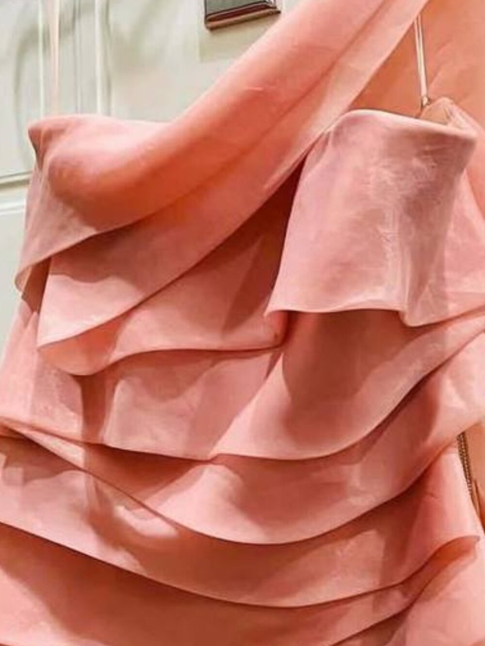 Pink One Shoulder Ruffle Dress - Picture 4 of 4